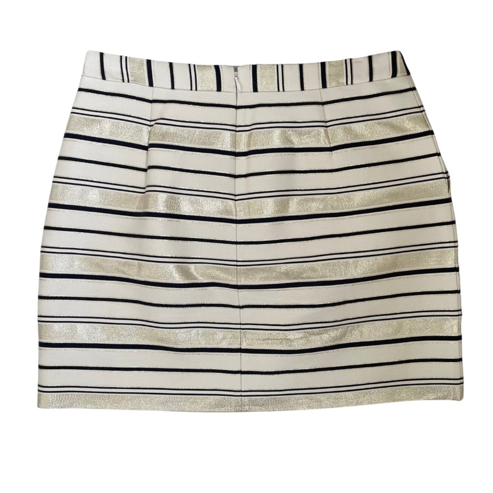 J. CREW Women’s Metallic Gold & Black Stripe Mini Skirt Size 4 - Picture 2 of 11